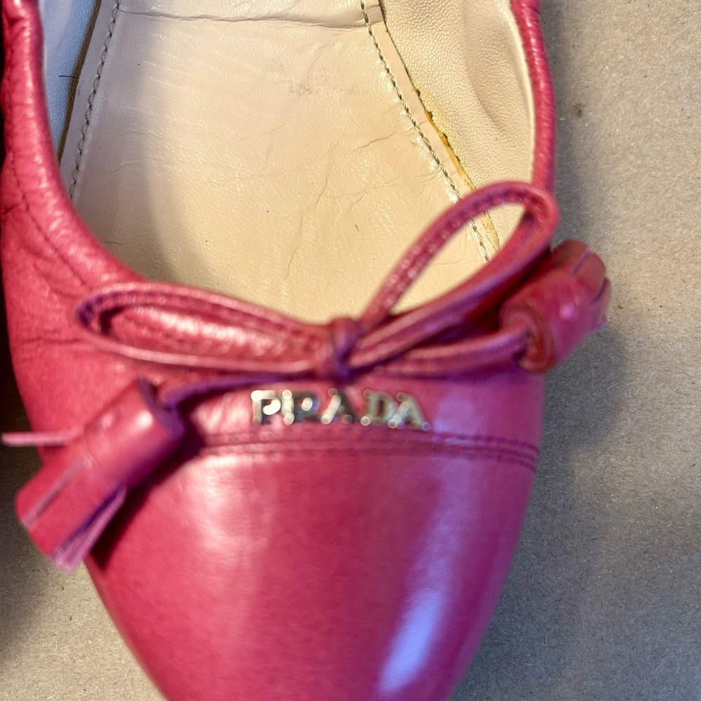 Prada Fuchsia Leather Ballerina Flats - Picture 3 of 13